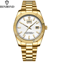 BINBOND Fashion Business Quartz Mens Watch 30M Waterproof Luminous Classic Calendar Luxury Mens Watch Relogio Masculino B7012