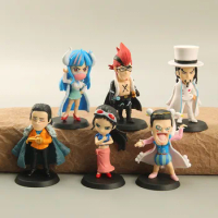 6Pcs/Set One Piece Anime Figure Nami Luffy Zoro Hancock Franky Q Version WCF FIGHT Series Figurine Toys Action Model Dolls