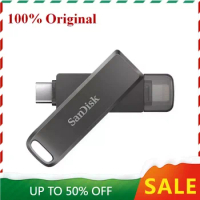 SanDisk IXpand Flash Drive Luxe IX70N 64GB 128GB 256GB OTG Type-C &amp; Lightning USB Pen Metal Memory Stick for iPhone Mac Laptop