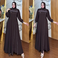 Promo !! Karina Dress Jumbo L-XXL | Gamis Wanita Ceruty Babydoll Mix Swarovski | Dress Busui Friendl
