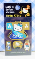 【震撼精品百貨】Hello Kitty 凱蒂貓 KITTY貼紙-金蒔繪貼紙-藍和服 震撼日式精品百貨