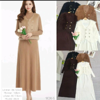 Baju Dres Rajut Wanita Dengan Tambahan Vest Bulu C36-5 Dress Wanita Model 9C36-5 Inner 86-120cm Vest
