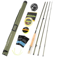 9FT 8WT 4Pieces Carbon Archer Fly Fishing Rod&amp;7/8WT Black Reel Gold Line Combo Green Fly Rod Graphite 10 / 36T Carbon Fiber