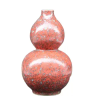 Chinese Old Porcelain Red Glazed Gourd Flower Vase
