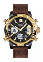 Skmei Jam Tangan Casual Digital Analog Pria Strap Tali Material Kulit Leather KC58 ORIGINAL