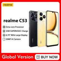 Original Global Version realme C53 6GB 128GB 8 256GB Octa Core Slim 33W SUPERVOOC Charge 5000mAh 50MP AI Cam 6.74" HD 90Hz NFC