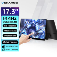 VCHANCE 17.3 Inch 2K 144Hz Portable Monitor Metal Frame FreeSync 100%sRGB HDR Gaming Screen Extender for Switch Xbox PS5 Laptop