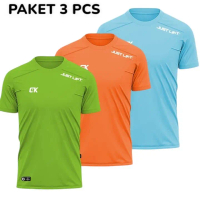 ( Cod ) PAKET 3 PCS -Baju Jersey Olahraga Dryfit Lengan Pendek Jersey Futsal sepak Bola Jersey olahr