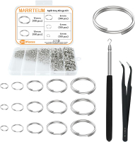 500 Pcs Double Open Jump Rings Kit Stainless Steel Round Split Craft Jump s Key Ring with Double Lo