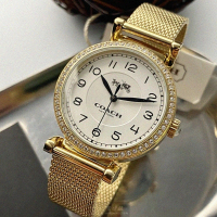 【COACH】COACH蔻馳女錶型號CH00061(白色錶面金色錶殼金色米蘭錶帶款)