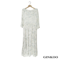【GINKOO 俊克】荷葉領花卉洋裝