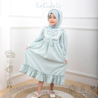 Gamis Anak Perempuan Gamis Elegan Renda Mint Biru Muda 1 - 6 tahun