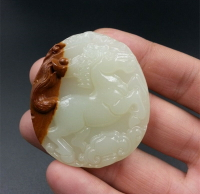 A貨 天然玉石新疆白玉方解石玉生肖馬馬到成功玉掛件吊墜