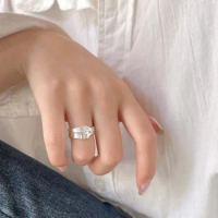 Chunky women gold plated ring zircon finger rings for girls 925 silver ring