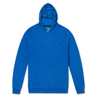 【Tommy Hilfiger】TOMMY 經典刺繡Logo圖案毛巾布連帽T恤 上衣-寶藍色(平輸品)