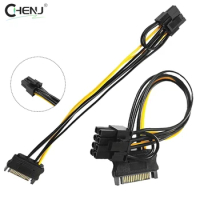 1pcs 15pin SATA Male To 8pin PCI-E Power Supply Cable 8.16 Inch SATA Cable 15-pin To 8 Pin Cable Wire For Graphic Card