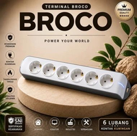 BROCO STOP KONTAK TERMINAL LUBANG 6 ARDE NON CP 6 LUBANG PUTIH 15366 + LAMPU INDIKATOR NYALA MERAH