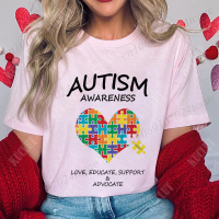 Halloween New T-shirts for Women Fashion Autism Love Print Unisex T Shirt Y2K Tops Streetwear Clothe