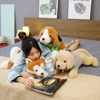 可愛小狗安撫布娃娃秋田犬公仔毛絨玩具女生床上睡覺夾腿長條抱枕