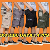 Celana Cargo Pendek Pria Santai Murah 100 Rb Dapat 4 Pcs Celana Kantong Shorts Kain Twill Nyaman Arm