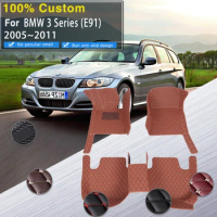 LHD Car Carpet Floor Mat For BMW M3 E46 Convertible 2000~2006 5seat Universal Waterproof Floor Mats Leather Car Accessories Inte
