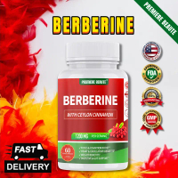 Berberine HCL 1200mg, 60 Kapsul - Ditambah Kayu Manis Ceylon Asli dan Suplemen Pil Akar Berberine HC