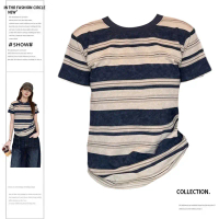 Focus Clothing Áo Thun Nữ Sọc Ngắn Tay 100% Cotton Mềm Mại Thời Trang Hè Chất Vải Mịn Màng Không Co 