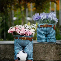 American Village Cement Jeans Flower Pots Ornaments Balcony Courtyard Fleshy Green Plants Furnishing Crafts Outdoor Decoration