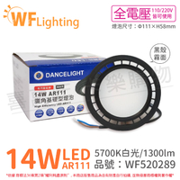 舞光 LED 14W 5700K 140度 白光 AR111 全電壓 黑殼霧面 高演色 燈泡 (免變壓器) _ WF520289