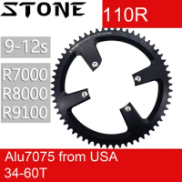 Stone 110 BCD Round Chainring for Shimano 105 R7000 R8000 R9100 34T 36T 38T 40T 48t 50t 54t 56t 58t 60T Road Bike 12s 110bcd