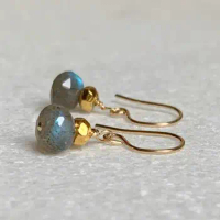 Delicate labradorite earrings / Labradorite jewellery / Gold labradorite drop / Gift for her