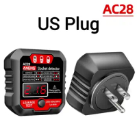 ANENG AC28 Digital Socket Power Tester 250V 50Hz/60Hz Socket Polarity Detector EU/US Plug Voltage Tester Circuit Breaker Finder