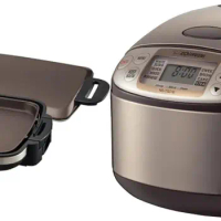 Zojirushi EA-DCC10 Gourmet Sizzler Electric Griddle,Stainless Brown &amp; NS-TSC10 5-1/2-Cup Micom Rice Cooker and Warmer, 1.0-Liter