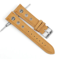 Leather Watch Strap 20mm 22mm Men's Leather Strap Watch Genuine Leather Watch Band Breathable Belt Yellow Black Watch Belt