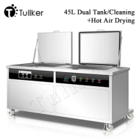 Tullker Ultrasonic Cleaner Bath 45L Industrial Double Tanks Metal Hardware Remove Oil Rust Motor Gear Ultrasound Cleaning Engine