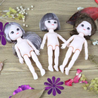 Mini doll cute face 16cm Bjd 1/12 Short Boy Hair Sleeping Pig Naked Body Dress Up Fashion Dolls for Girls Gift DIY Toys