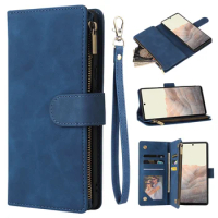 2024 Wallet Zipper Case for Google Pixel 8 8 Pro Pixel 7 7 Pro 7A Pixel 6 6A 6 Pro 5A 4XL 4 Double Layer 9 Card Slots Phone Bag