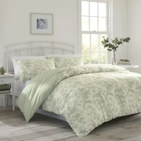 Reversible Cotton Bedding with Matching Shams, Lightweight Home Decor for All Seasons