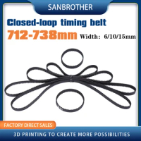 GT2 Closed Loop Timing Belt Rubber 2GT 6mm 712 714 716 718 720 722 724 726 728 730 732 734 736 738mm Synchronous 3D Printer Part