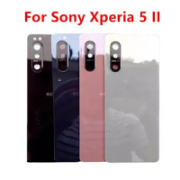 5ii Housing For Sony Xperia 5 II 6.1" Glass Battery Back Cover Repair Replace Door Phone Rear Case + Logo Camera Lens