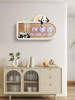 樂享居家生活-美世達熊貓掛鐘客廳2024新款現代簡約網紅鐘表創意電子時鐘壁燈表掛鐘 時鐘 電子鐘 居家裝飾