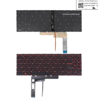 US Laptop Keyboard for MSI Sword 15 MS-1584 MS-17L1 MS-17L2 MS-17L4 MS-17L3 MS-158K Black with Backlit &amp; Red Printing Win8