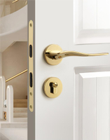 門鎖 亮金色現代門鎖室內臥室靜音房門鎖磁吸門把手分體家用木門鎖