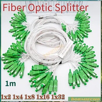 Fiber Optic Splitter 100% Original SM Single Mode 10 PCS/Lot SC/APC PLC 1X2 1X4 1X8 1X16 1X32 0.9mm FTTH G657A1 LSZH 1m