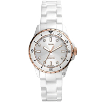 FOSSIL FB-01 白水鬼 清新陶瓷潛水女錶 母親節送禮首選-35mm CE1107