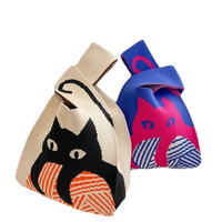 日本 貓咪針織托特包 手提包 編織包 環保包 購物袋＊夏日微風＊