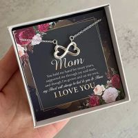 Personalized Mother's Day Gift Box Necklace Creative Engraved：Mom My Heart Will Always Be Tied To You &amp; Home...