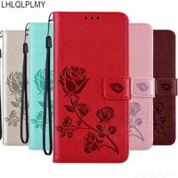 Rose Leather Wallet Flip Case For Huawei P8 P9 Lite 2017 E P10 P20 P30 P40 Pro P60 Y6 Y5 Y7 Y9 Prime 2019 2018 Cover Funda