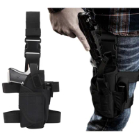 Drop Leg Holster for Pistol- Right Handed Tactical Thigh Airsoft Pistol Holster with Magazine Pouch Adjustable Gun Holster