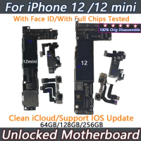 Working Board For iPhone 12 mini Motherboard With Face ID Unlocked 64GB 128GB Logic Clean Free iCloud For iphone 12 Plate Tested
